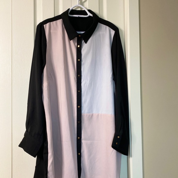 City Chic Black white & pink colorblock top - Picture 5 of 5